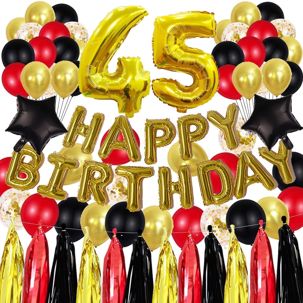 pcs Golden th Birthday Party Decorations inch Letter Balloons Banner Tassels Garland Number Latex Balloon 