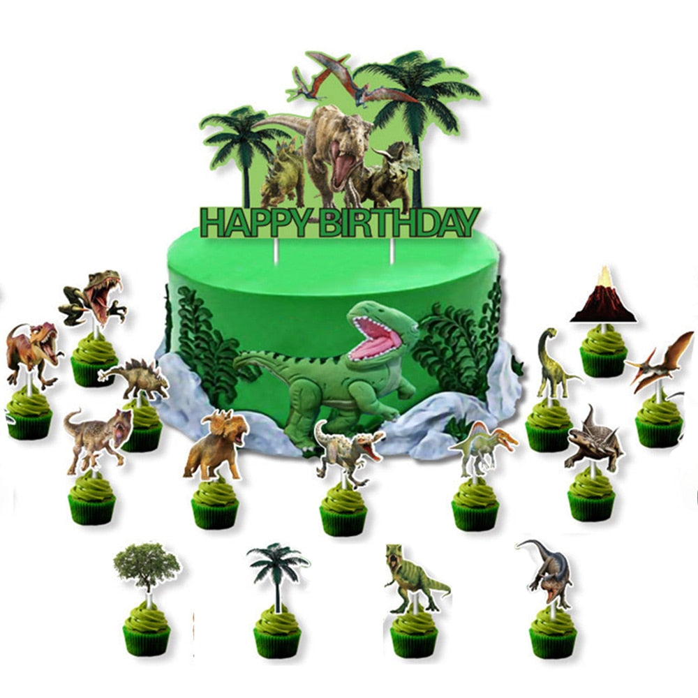 Jurassic World Birthday Party Decoration pcs Paper Cake Topper Bigger Smaller Cupcake Toppers Children Kids 