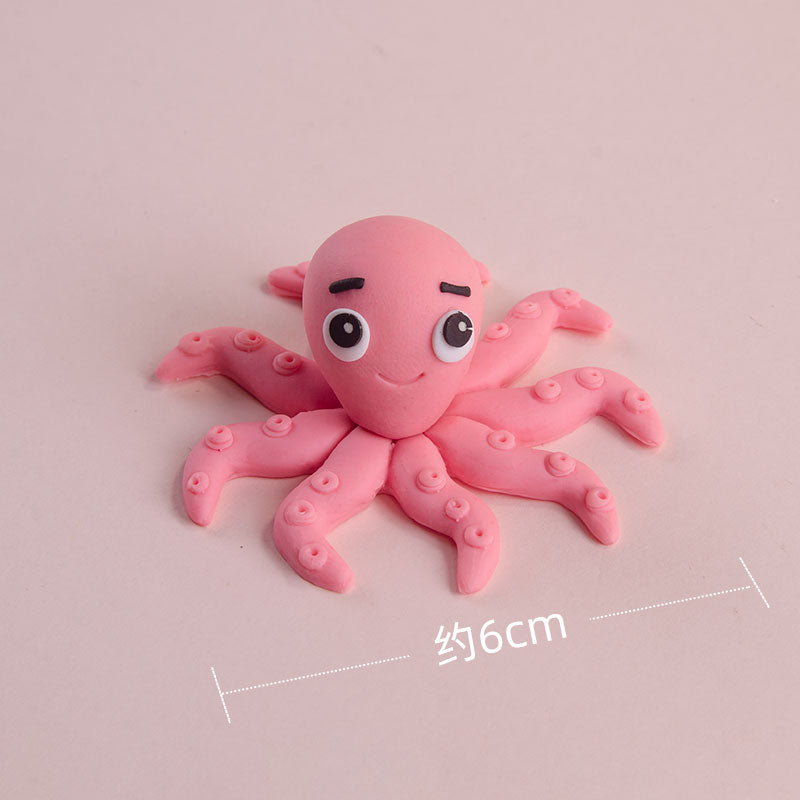 Cake Topper Ocean Theme Baby Kids Toys Starfish Mermaid Tortoise Octopus Crab Picks Decoration Birthday Party Plastic Gifts 