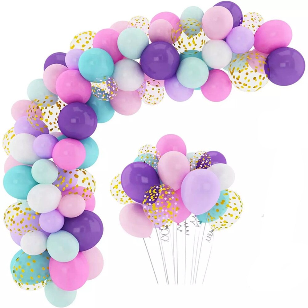 pcs Mermaid Balloon Garland Arch Kit Tail Balls Purple Green Metallic Theme Girl Birthday Party Globos Supplies Inflatable Decorations