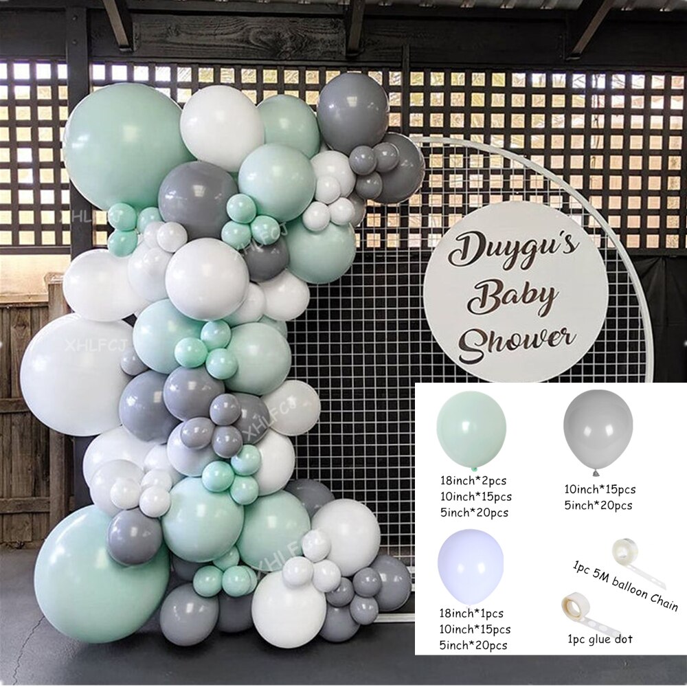 pcs Pastel Macaroon Mint White Balloons Garland Arch Kit Grey Ballons Wedding Birthday Baby Shower Party Decoration Inflatable Decorations