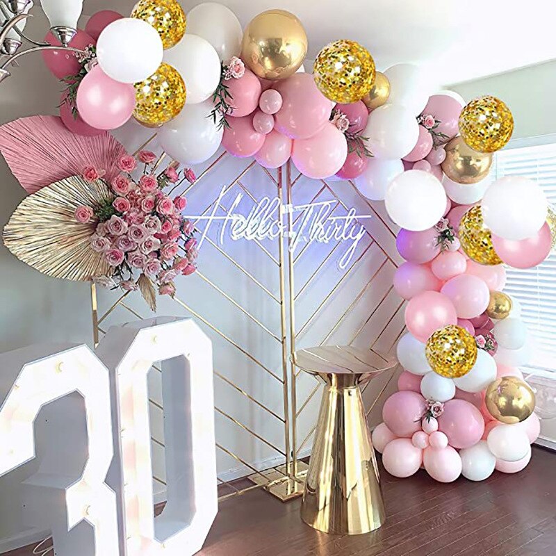 PCS Pink Party Decorations Latex Balloons Girls Birthday Baby Shower Wedding Supplies Confetti 