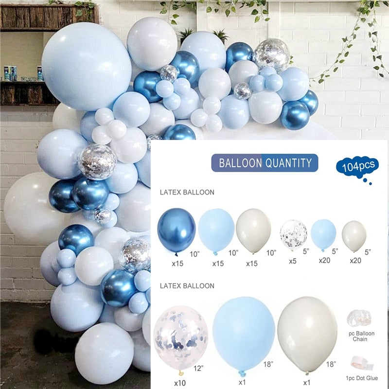 Blue Birthday Balloon Garland Baby Shower Globos Party Decor Kids Foil Balloons Balon st One Year 