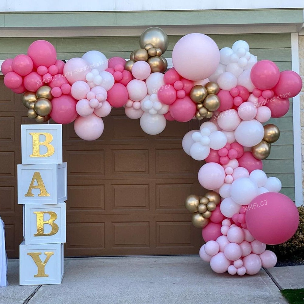 pcs/Set Rose Red Pink White Latex Balloon Garland Arch Kits Gold Chrome Balloons Wedding Birthday Decorations Party Globos Inflatable