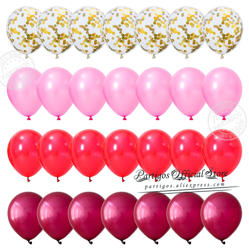 Pcs Inch Mix Red Pink Latex Balloons Heart Confetti Globos Wedding Destinations Valentine's Day Gifts Bride Party Supplies 