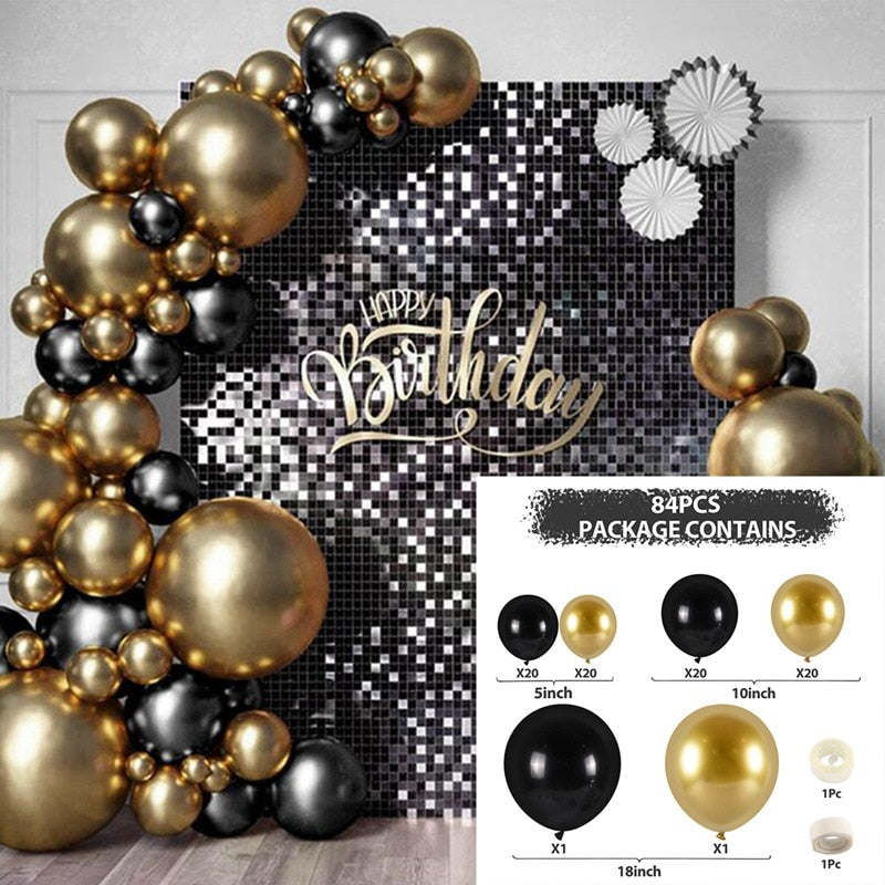 Birthday Black Gold Balloon Garland Arch Kit Happy 30 40 50 Birthday Party Decoration Adults Baby Shower Balloon Supplies PartyDecorHQ