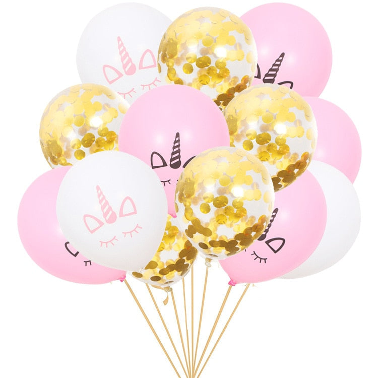 pcs Pink White Unicorn Latex Balloon Set Rose Gold /gold Confetti Balloons Girl Birthday Baby Shower Party Decoration 