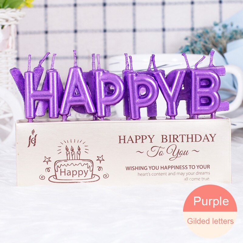 Set Champagne Happy Birthday Letter Cake Candles Topper Decor Party Supplies Candle DIY Home Number 