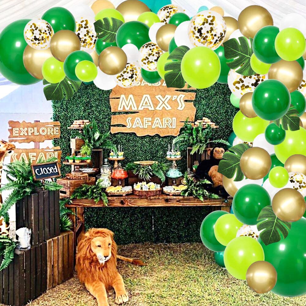 Green Jungle Theme Balloon Garland Arch Kit Gold Metal Latex Boy Girl Baby Shower Birthday Party Decoration Inflatable Decorations