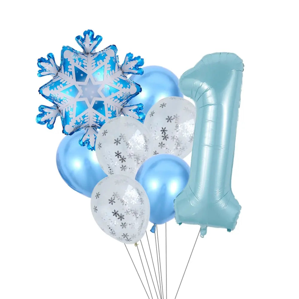 1 set Mix Snowflake Foil Balloons 40inch Ice blue number ballons Winter ice snow Party Birthday party Decoration Elsa Ballon-PartyDecorHQ