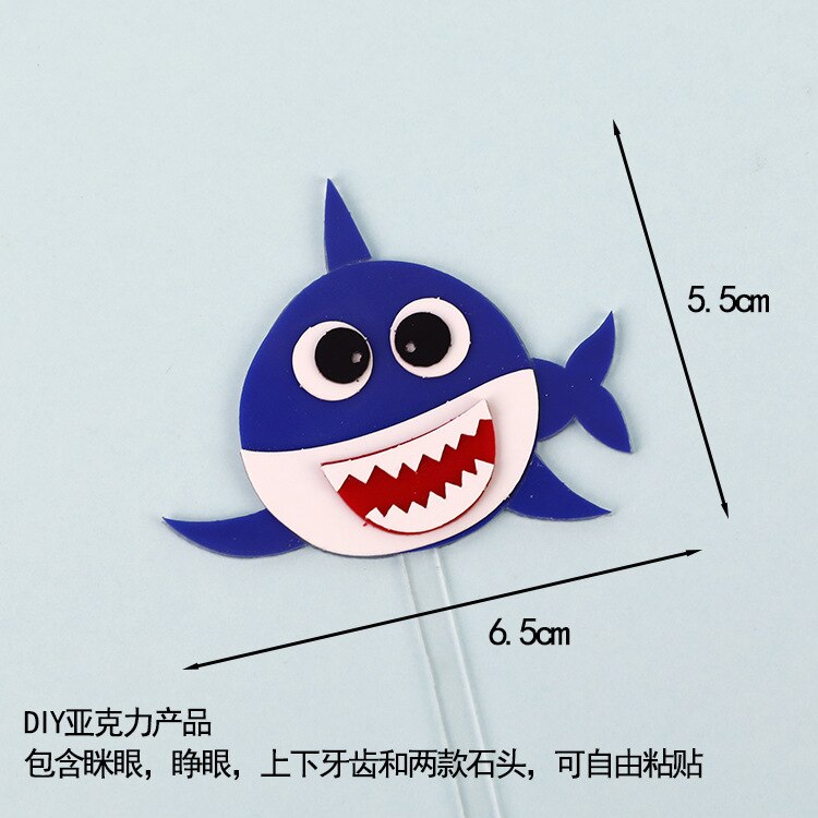 Cake Decoration Marine Animal Series Cute Shark Children's Gift Dessert Table Dress Toppers Happy Birthday 