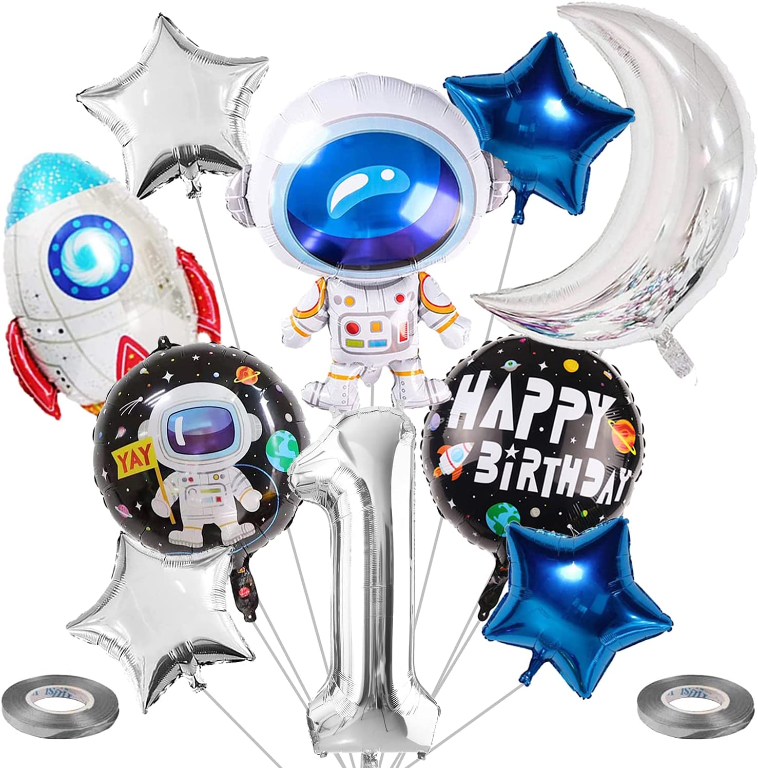 Outer Space Balloon Garland Kit Party Decorations Rocket Balloons Star Number Themed Birthday Supplies Inflatable