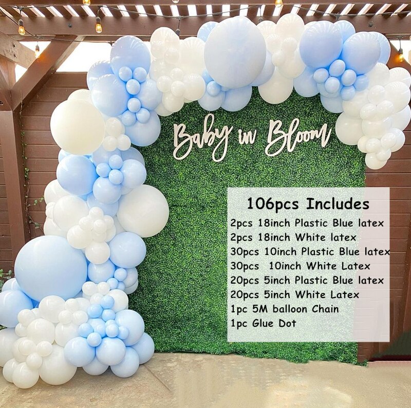 Balloons Garland Arch Kit Blue White Latex Wedding Decor Baby Shower Birthday Party Backgound Globos Supplies Inflatable Decorations