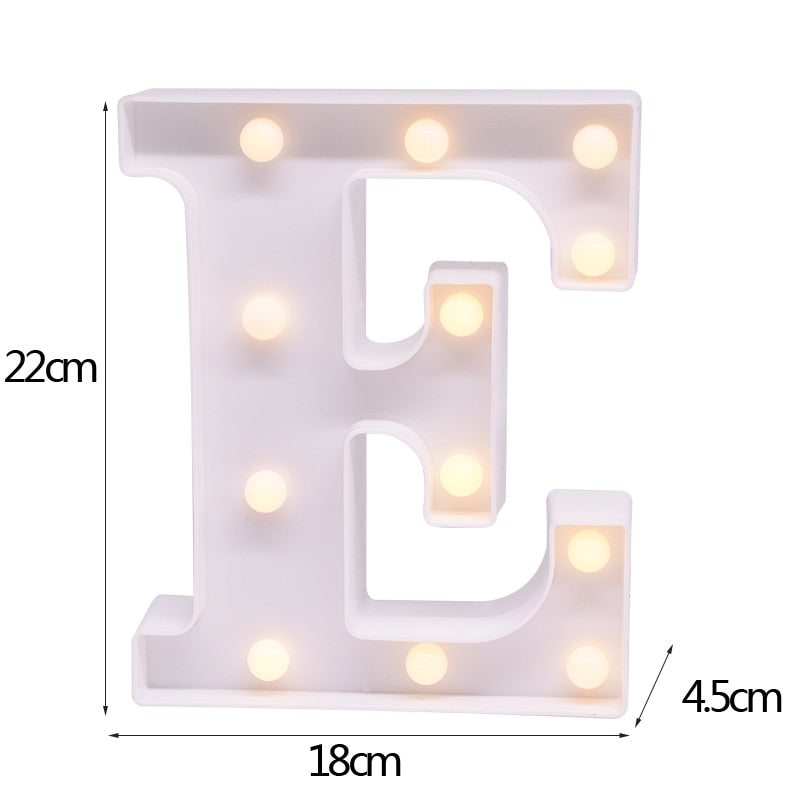 DIY LED Letter Numbers Night Light Wall Hanging Decoration Wedding Birthday Party Alphabet Digit Symbol Sign without Battery 