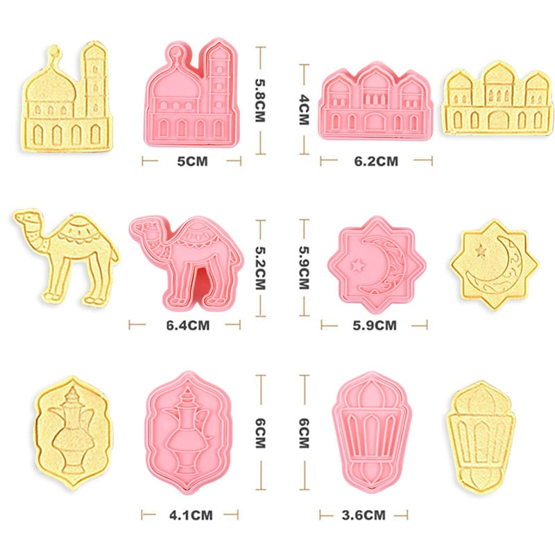 8/6pcs Eid Mubarak Biscuit Mold Cookie Cutter Set DIY Cake Baking Tools Islamic Muslim Party Ramadan Kareem Decoration Supplies PartyDecorHQ