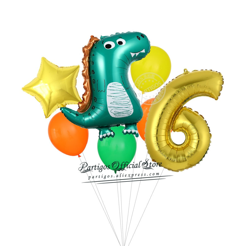 set Dinosaur Foil Balloons inch foil Number Globos Party Jungle Jurassic dragon boys Birthday Decors 