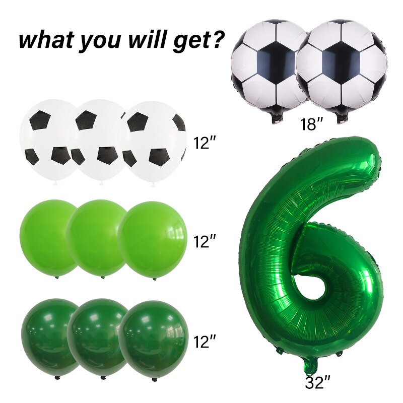 Lvyin Football Series Latex Balloon Set Number Foil Boy st nd rd Birthday Party Decoration 