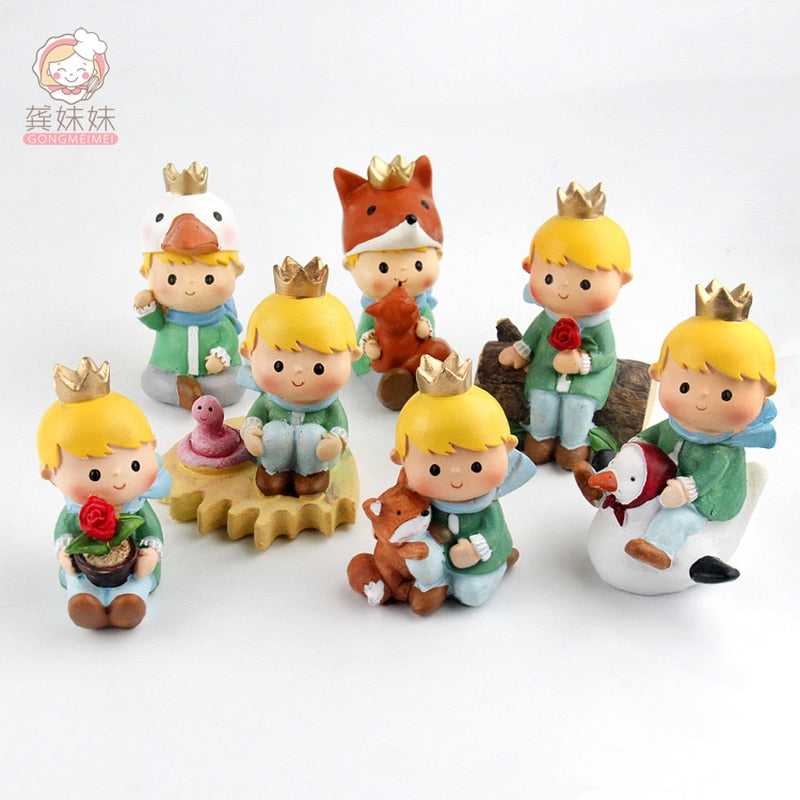 Cute Prince Resin Creative Crafts Cake Decorations Little Boy Model Standing Micro Landscape Flower Pots Decor Home Figurines 