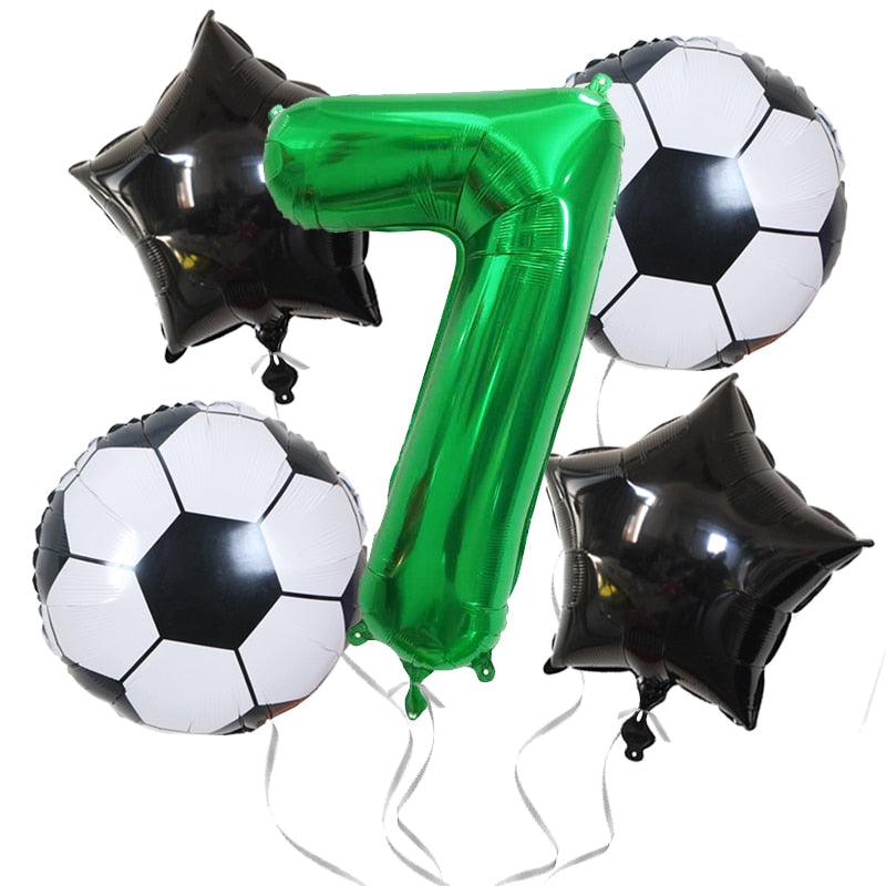 Football Balloons Birthday Party Decorations Foil Globos Kids Boy Cup Number Balloon Ball Soccer Sports Supplies 