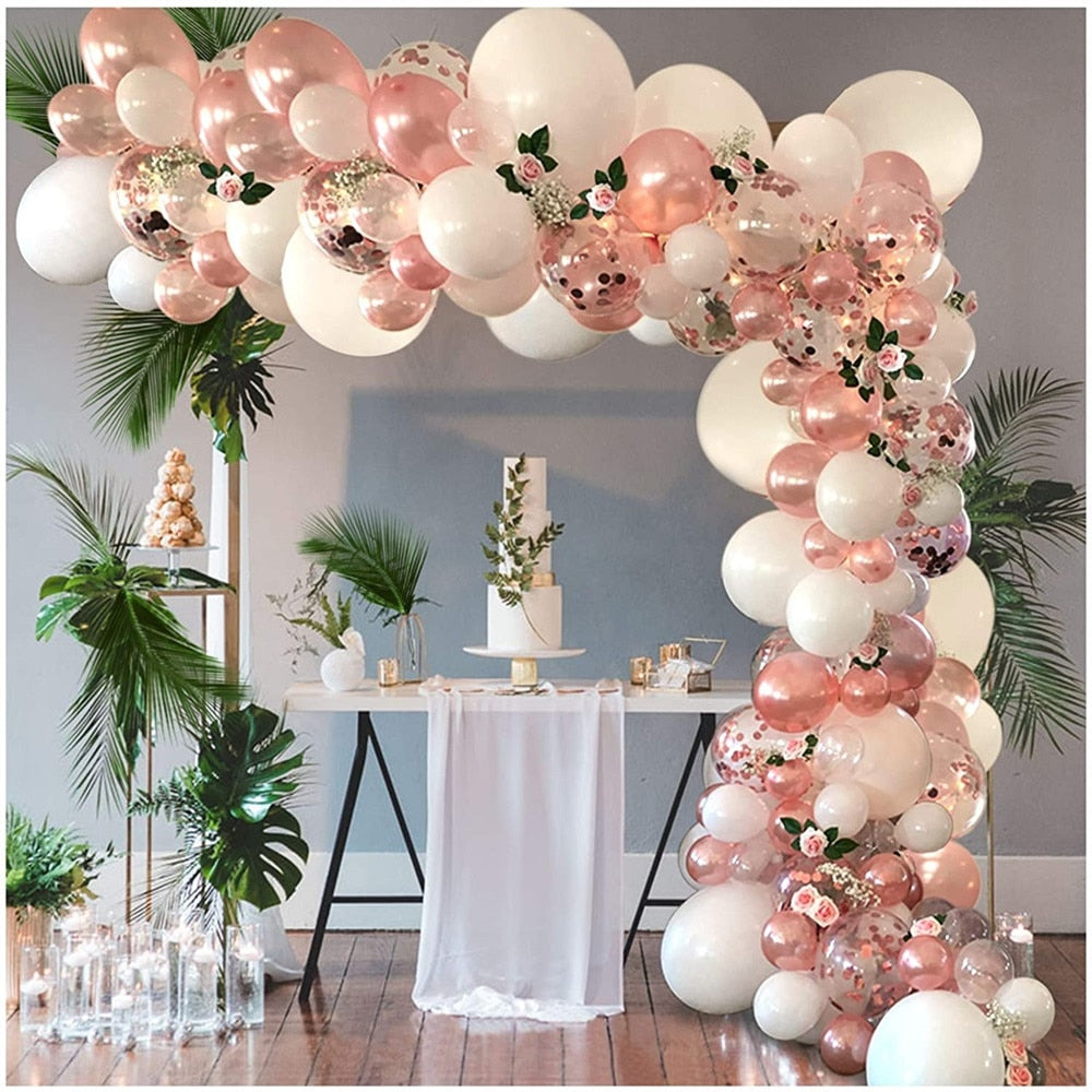 Rose Gold Balloon Arch Garland Kit Clear Premium Latex Balloons Wedding Bridal Baby Shower Birthday Bachelorett Party Decor Inflatable Decorations