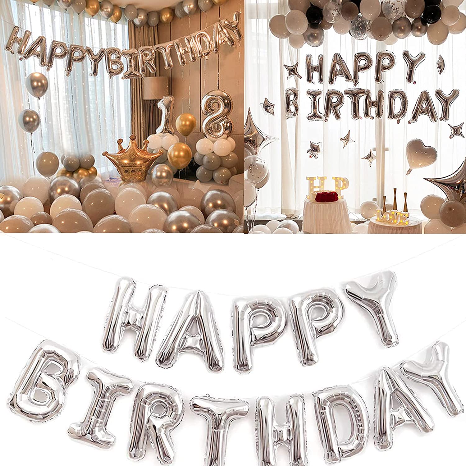 Happy Birthday Banner Mylar Foil Letters Inflatable Party Decor Event Decorations Kids Adults 