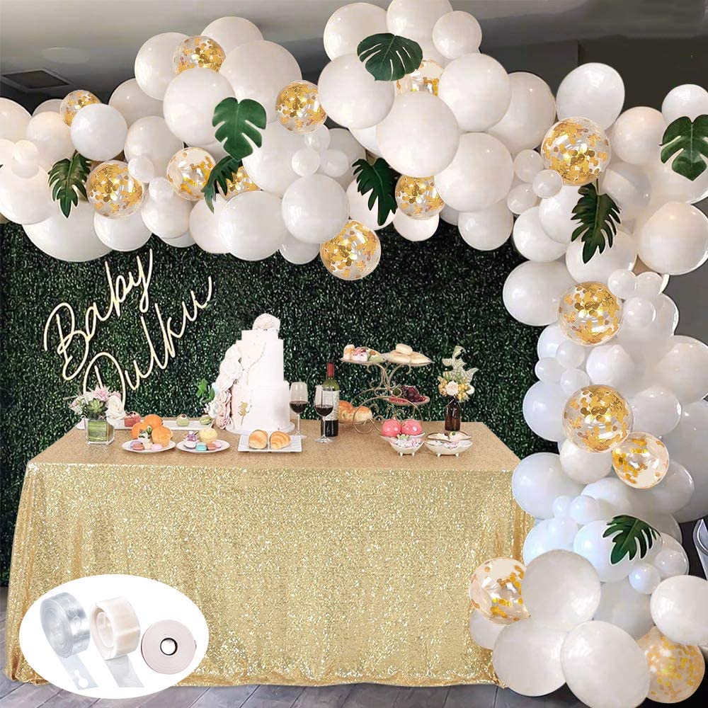 Pcs Party Balloons Garland Arch Kit Wedding Decorations Girl White Gold Latex Reusable Supplies 