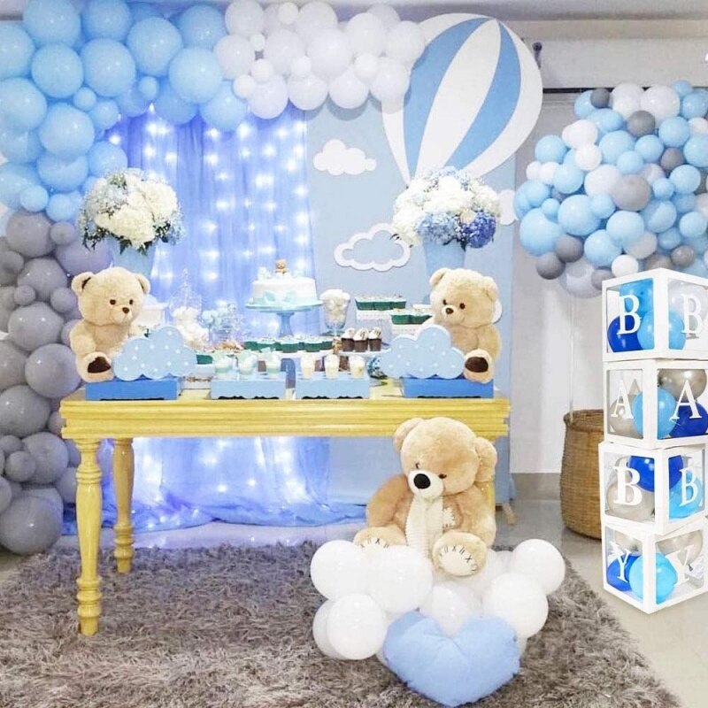 142Pcs Wedding Birthday Party Decoration Balloon Garland Arch Kit White Blue Balloons for Bridal Shower Baby Shower Party Supply PartyDecorHQ