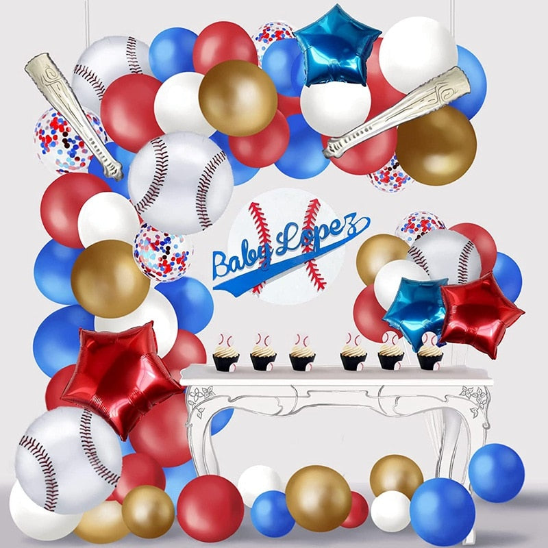 Baseball Baby Shower Supplies Balloon Garland Arch Kit White Red Star Foil Kids Birthday Party Decoration Inflatable Decorations