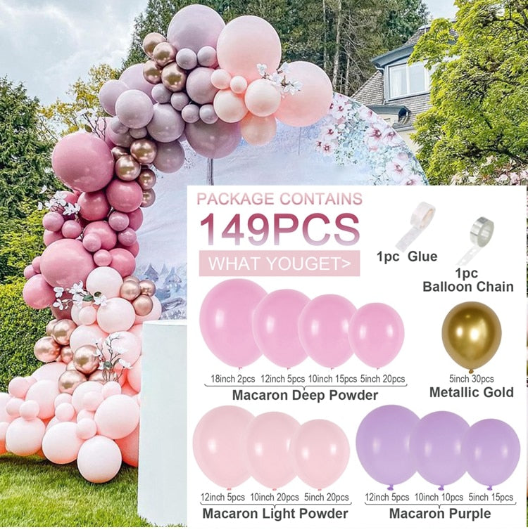 Macaron Pink Balloon Garland Arch Kit Wedding Birthday Party Decoration Kids Globos Gold Confetti Latex Ballon Baby Shower Girl Inflatable Decorations