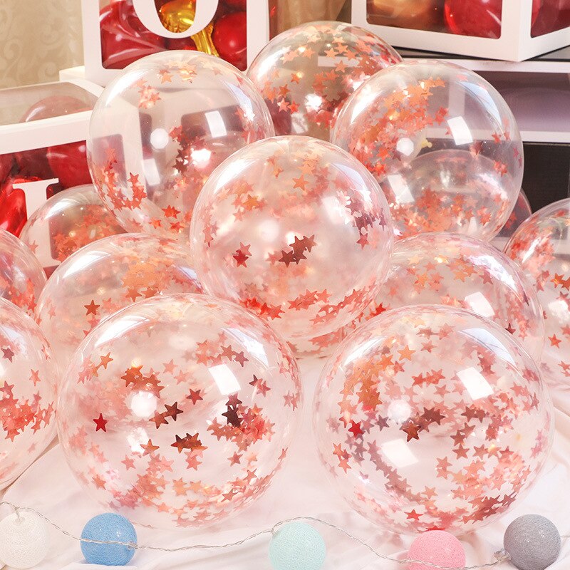 pcs Transparent Gold Star Round Confetti Latex Balloons Baby Shower Birthday Party Valentine's Day Wedding Decoration Globos 