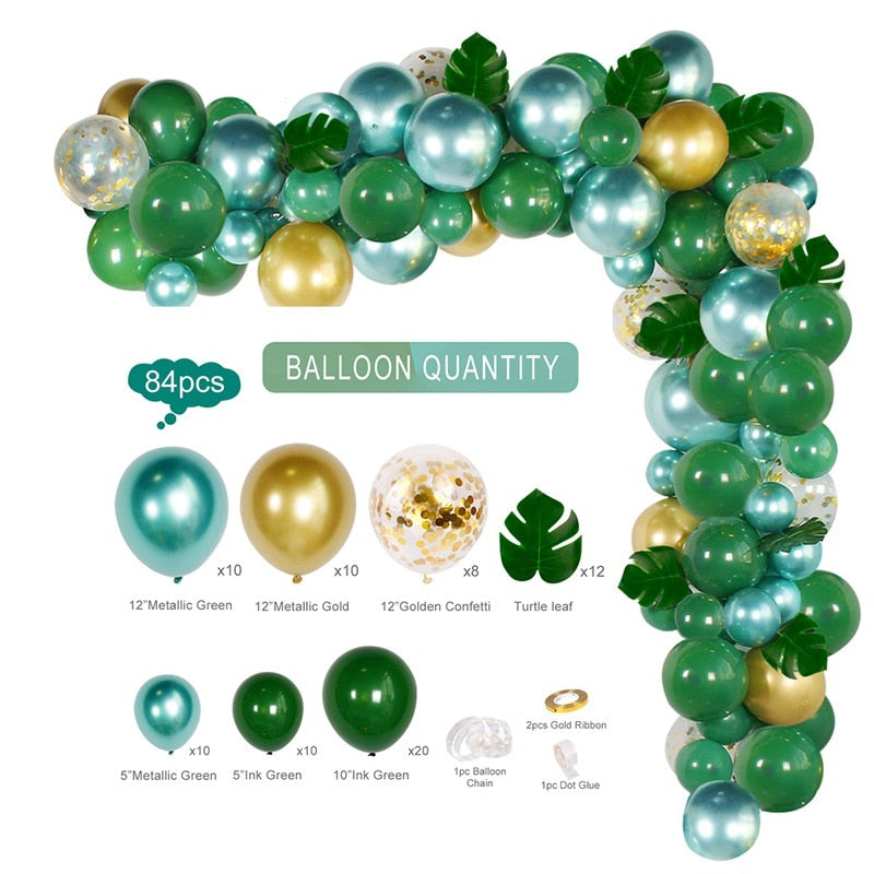 Green Macaron Metal Balloon Garland Arch Kit Wedding Birthday Party Decorations Confetti Latex Balloons Kids Baby Shower Inflatable