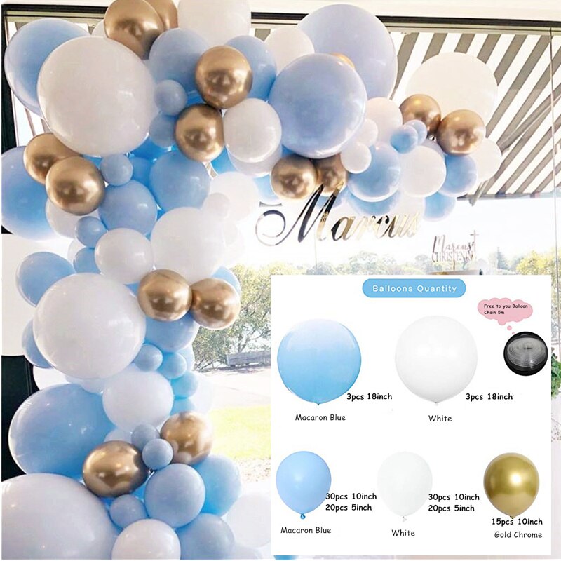 Balloons Garland Arch Kit Blue White Latex Wedding Decor Baby Shower Birthday Party Backgound Globos Supplies Inflatable Decorations