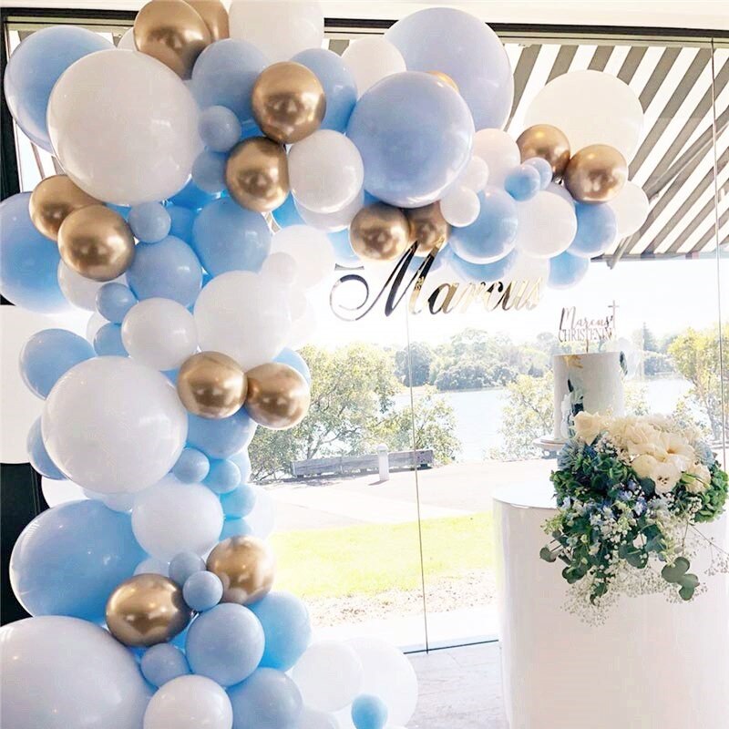 pcs/lot Balloon Garland Gold Chrome Blue White Balloons Arch Wedding Birthday Party Macaron Pastel Latex Ballon Decoration Inflatable Decorations