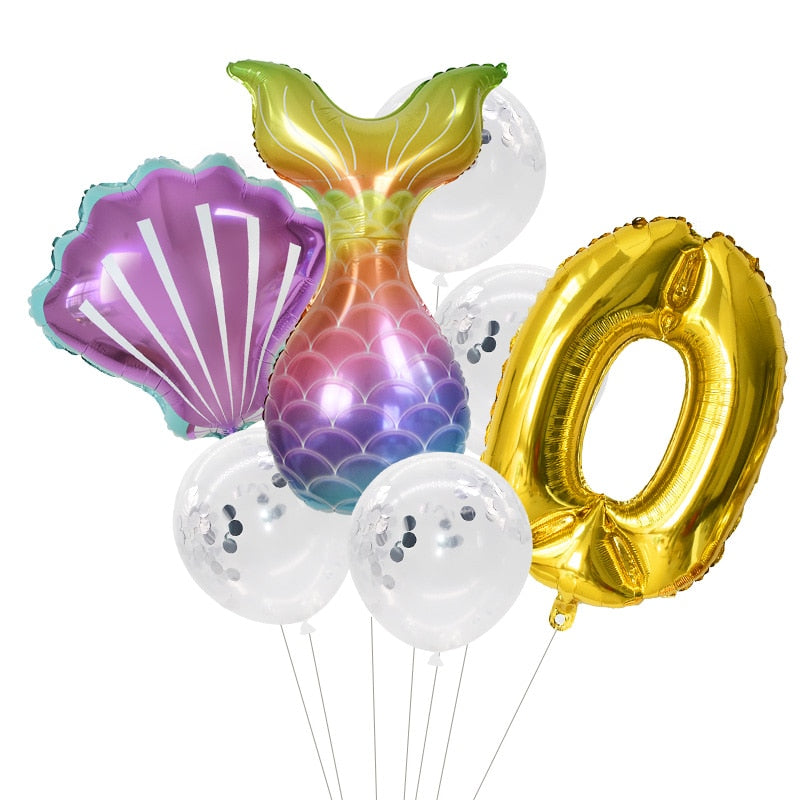 Pcs/Set Mermaid Party Number Foil Balloon Combination Baby Shower Birthday Decorations Helium Balloons 