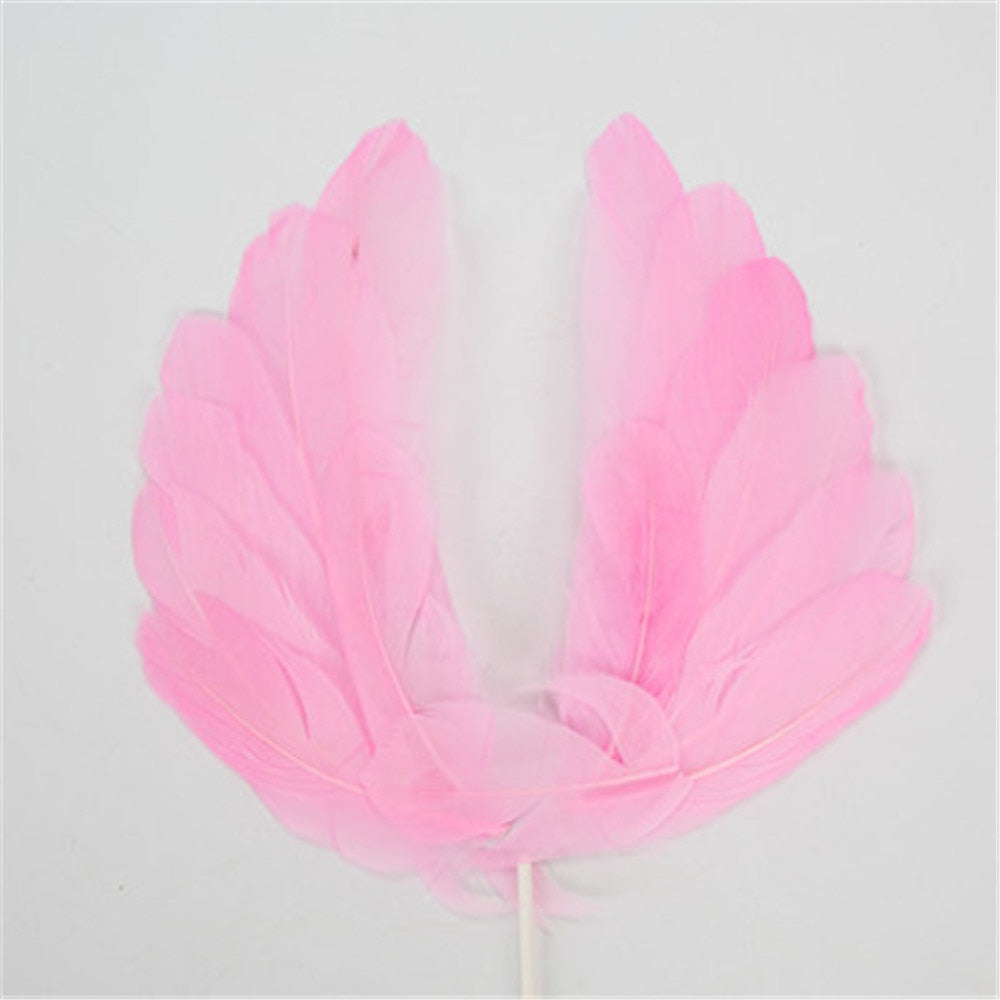 pcs White Pink Angel Feather Wing Flag Cake Toppers Wedding Birthday Party Baking Dessert Top Decoration Supplies 