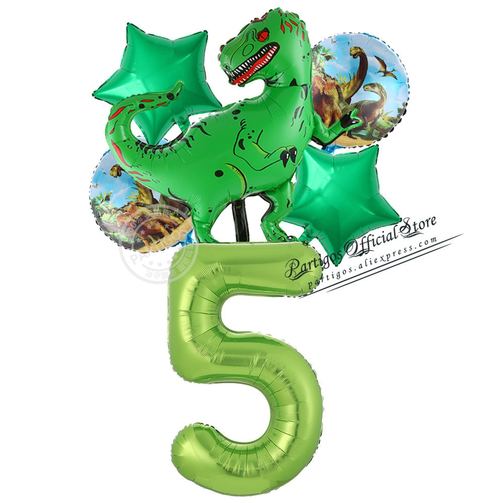 set Dinosaur Foil Balloons inch foil Number Globos Party Jungle Jurassic dragon boys Birthday Decors 