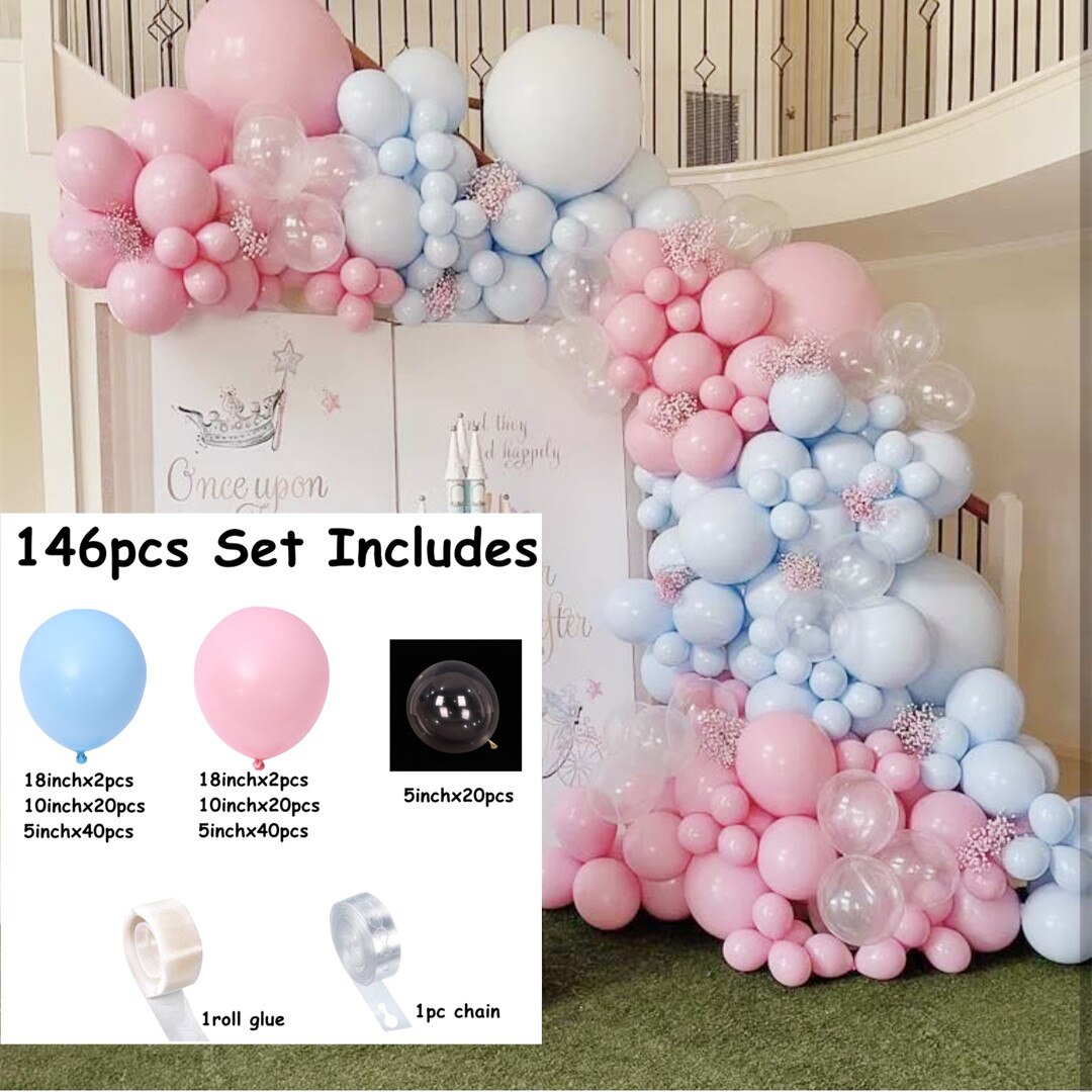 146/102pcs Pink Blue Balloon Garland Macaron Pastel Balloons Air Globos Birthday Party Wedding Baby Shower Decorations PartyDecorHQ