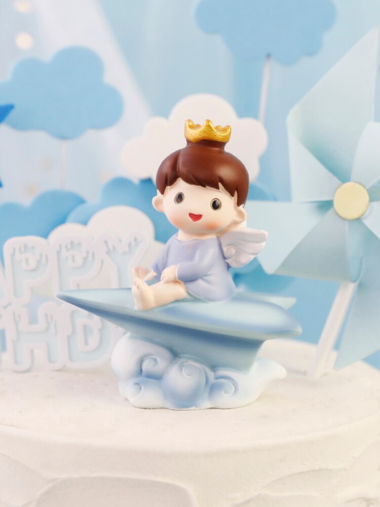 Cake Topper Cute Beautiful Boy Girl Paper Airplane Happy Birthday Decoration Supplies Children Party Dessert Gif 