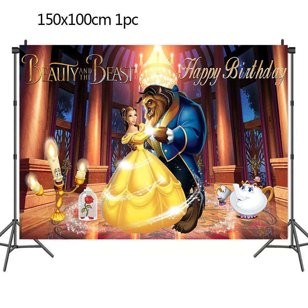 Beauty Beast Birthday Party Supplies Girl Gift Baby Shower Disposable Tableware Plate Napkin Banner Straw Decoration 