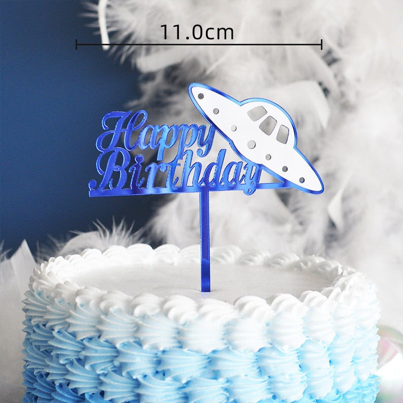 Space Birthday Decor Cake Topper Astronaut Decoration Alien Cakes Toppers Boy Party Gifts 