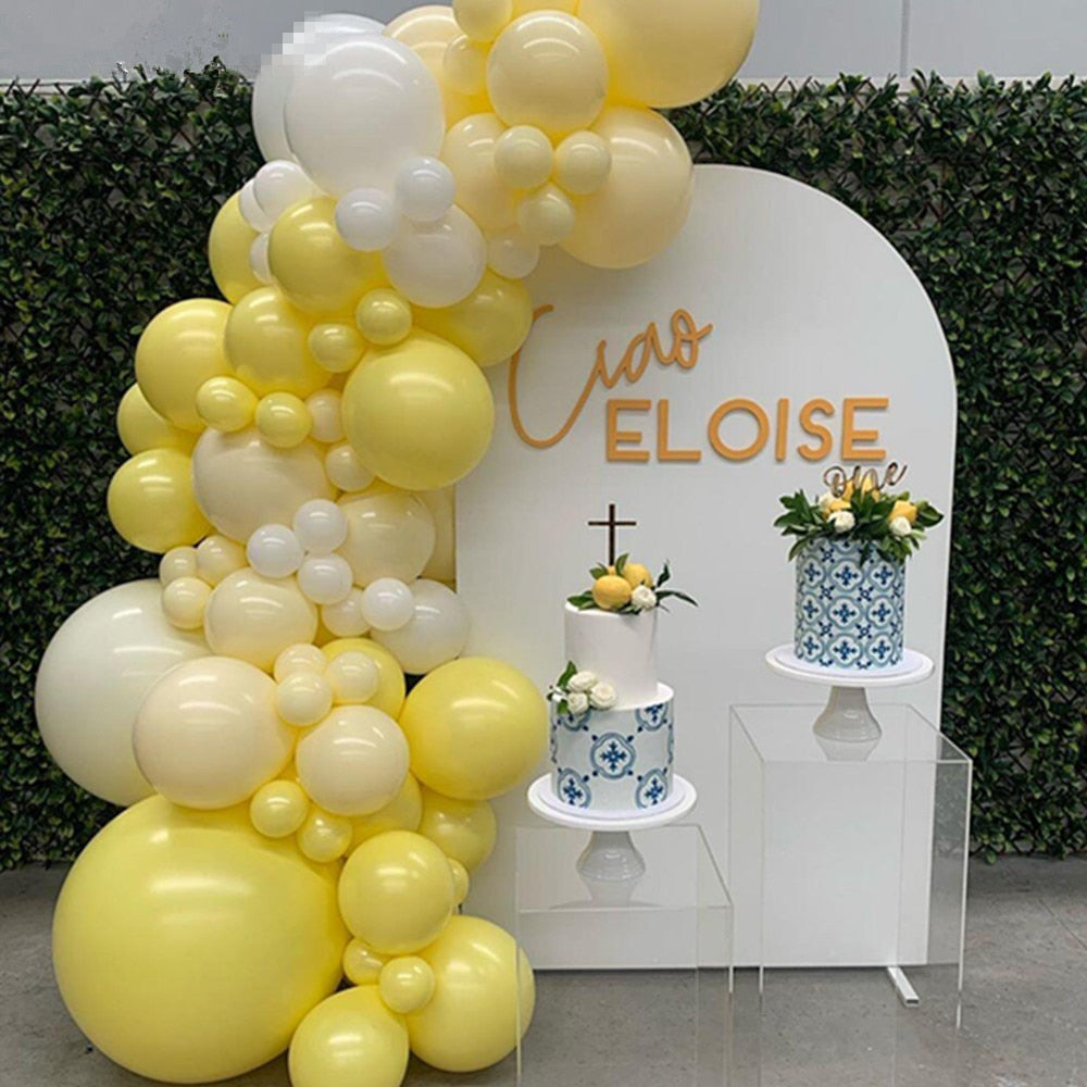 pcs Pastel Macaron Yellow White Balloon Garland Arch Wedding Baby Shower Birthday Party Backdrop Tape Wall Global Decorations Inflatable