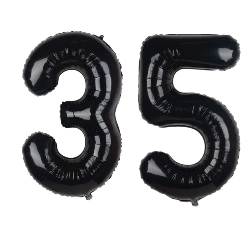 pcs inch Black Number Balloons Digit Foil Balloon Kids Adult Birthday Party Decorations Globos Anniversary Balaos 