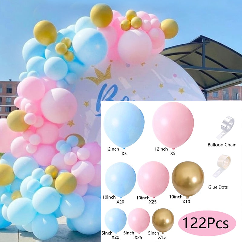 Pcs Balloons Arch Set Blue Pink Gold Balloon Garland Baby Baptism Shower Adult Kids Birthday Party Decoration Inflatable Decorations