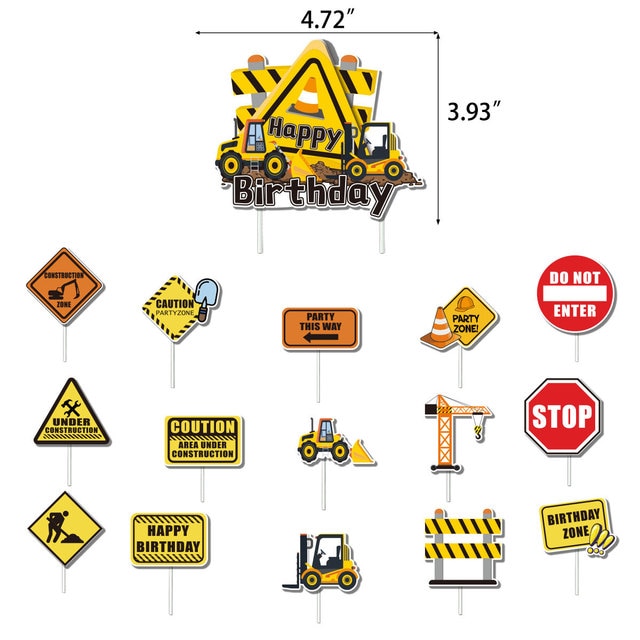 Construction Theme Party Cake Toppers Engineer Car Cake Topper Cupcake Toppers Decorations Boys Baby Shower Birthday Party Decor PartyDecorHQ