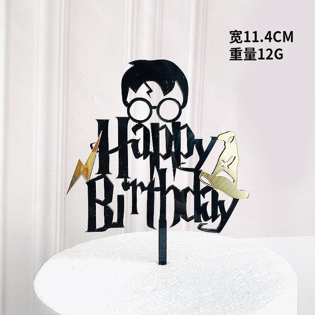 Glasses Acrylic Happy Birthday Cake Topper Gold Toppers Decor Baby Party Decorations Shower 