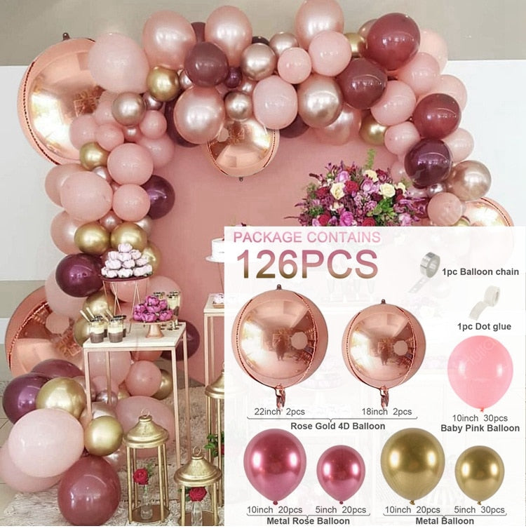 Macaron Pink Balloon Garland Arch Kit Wedding Birthday Party Decoration Kids Globos Gold Confetti Latex Ballon Baby Shower Girl Inflatable Decorations