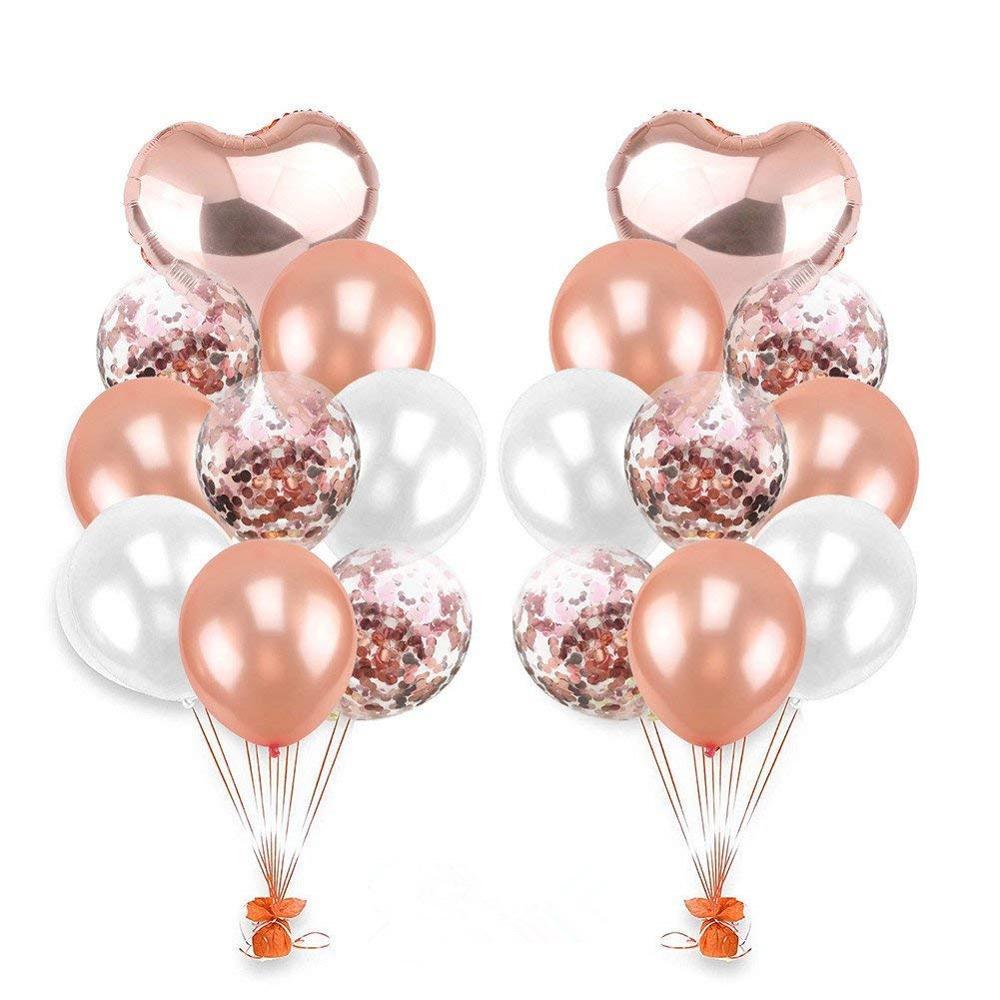 Mix Rose Gold Balloon Confetti Ballon Foil Heart Birthday Party Wedding Balloon Decoration Gift Baby Shower Bridal Shower PartyDecorHQ