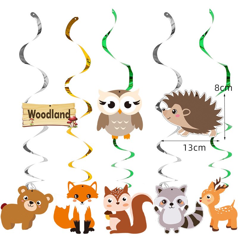 Forest animal theme birthday party balloon decoration kit hanging spiral cake topper kids boys 