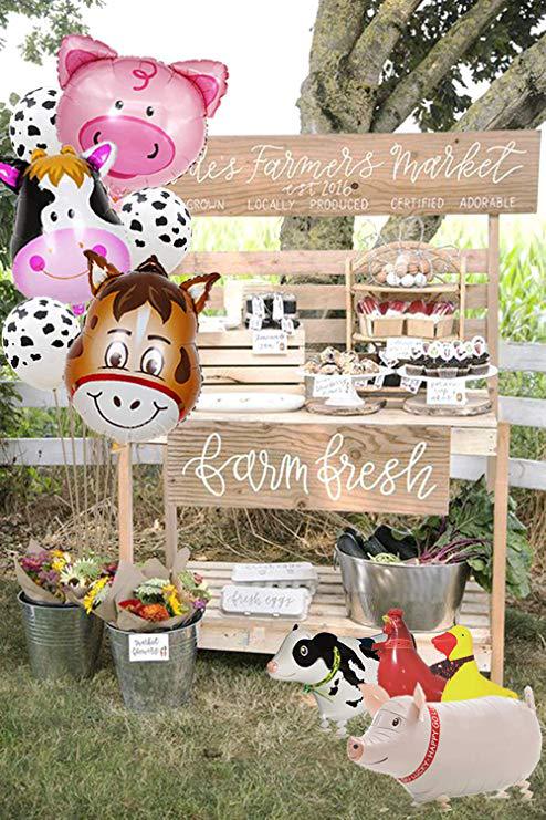 Farm Animal Theme Birthday Decoration Balloon Set Walking Kids Yard Party Supplies 