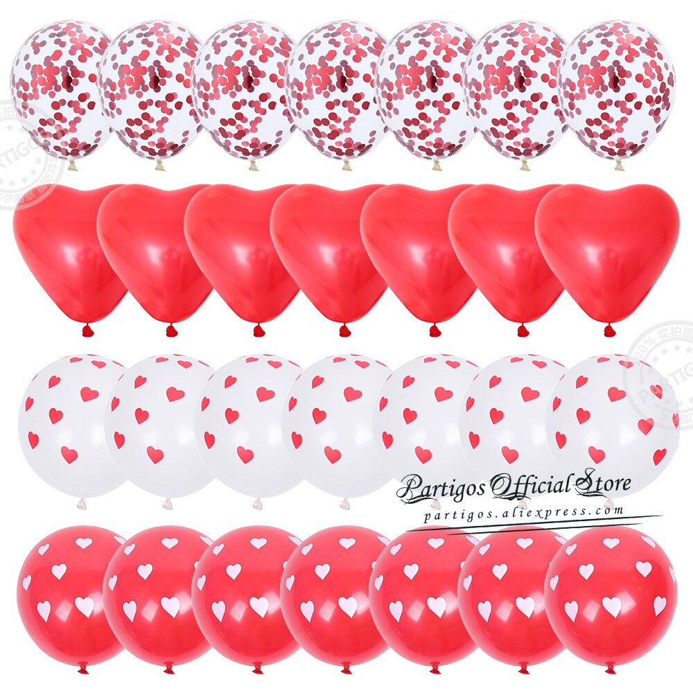 pcs Red Heart Shape Balloons Decorations Kit Wedding Decors Valentines Day Gifts Printed Latex confetti Globos helium 